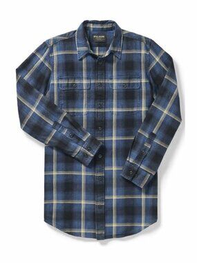 FILSON Scout Shirt Black Blue Long Sleeve Plaid Flannel Men's Size Sml Outdoor
